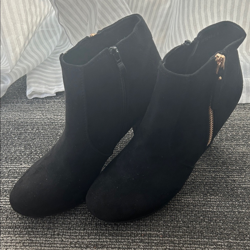 Allegra K Suede Elegant Black Ankle Boots